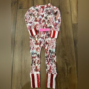 Festive Red and White Reindeer and Stripes 18-24 Bamboo Zippy